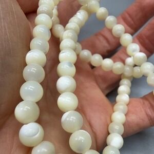 VTG 925 Mother of Pearl Abalone Balamuti Ball Bead Necklace 22" Sterling Clasp